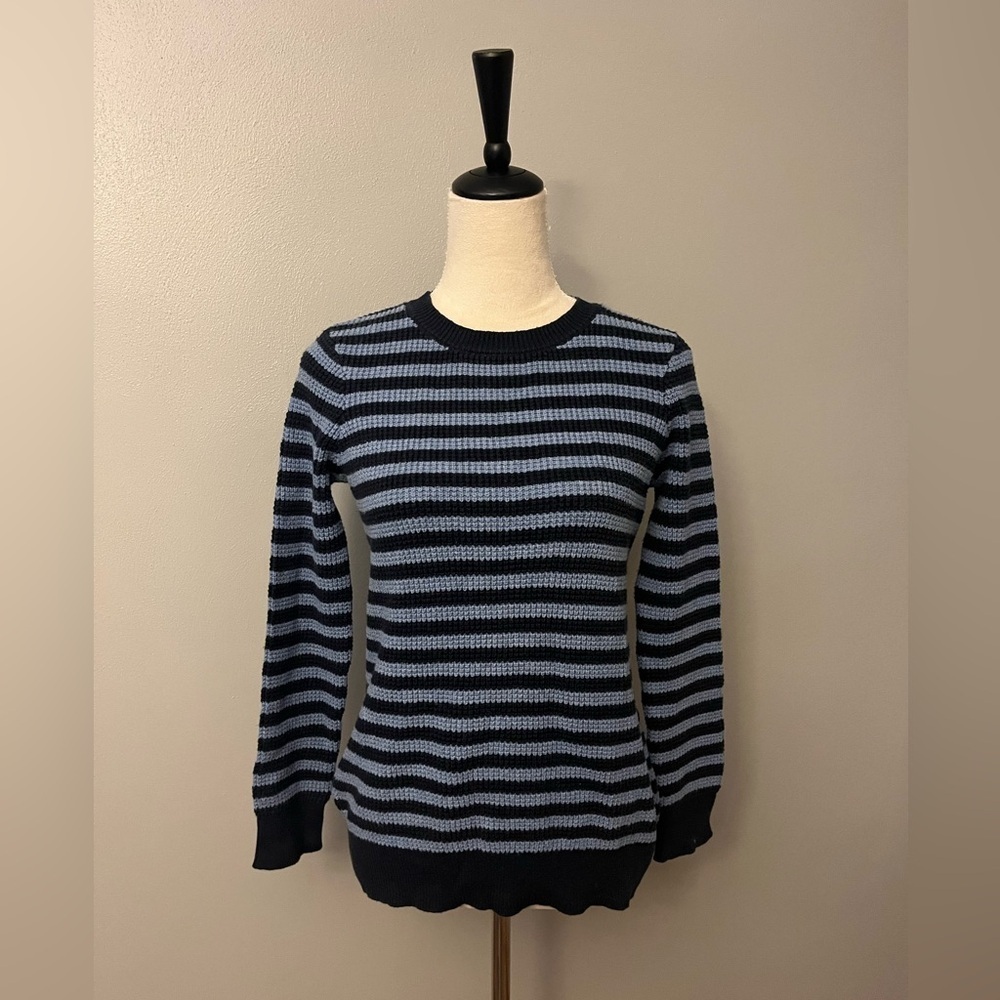 Sail to Sable Cotton Merino Wool Blend Waffle Knit Striped Sweater - Size XXS